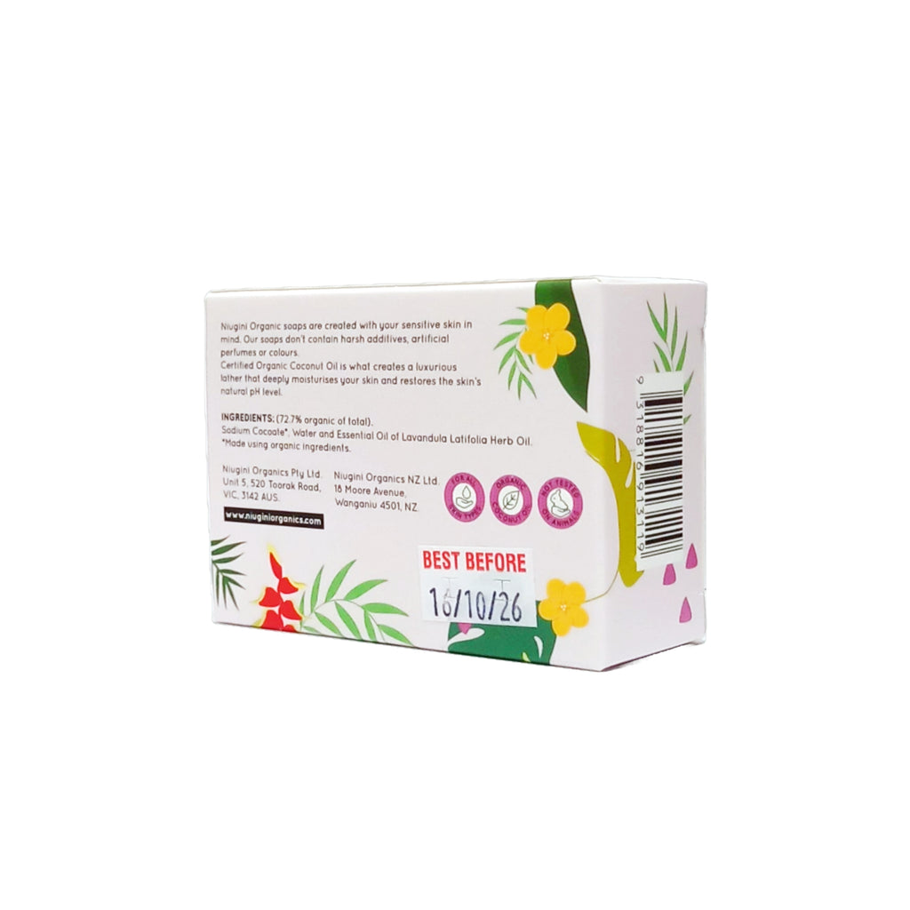 Niugini Organics Cold Pressed Organic Virgin Coconut Oil Soap 100g (with essential oil of Lavender)