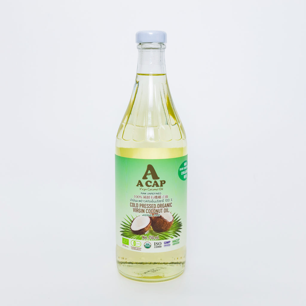 A CAP 100% Organic Raw Unrefined Cold Pressed Virgin Coconut Oil 750 ml (+Kernel Coat) USDA