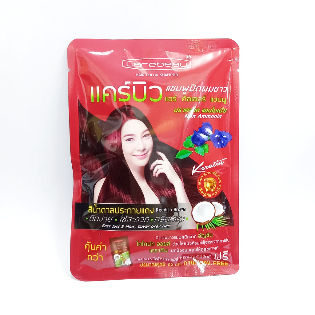 Carebeau Hair Color Shampoo 30 ml (Reddish Brown) Non-Ammonia