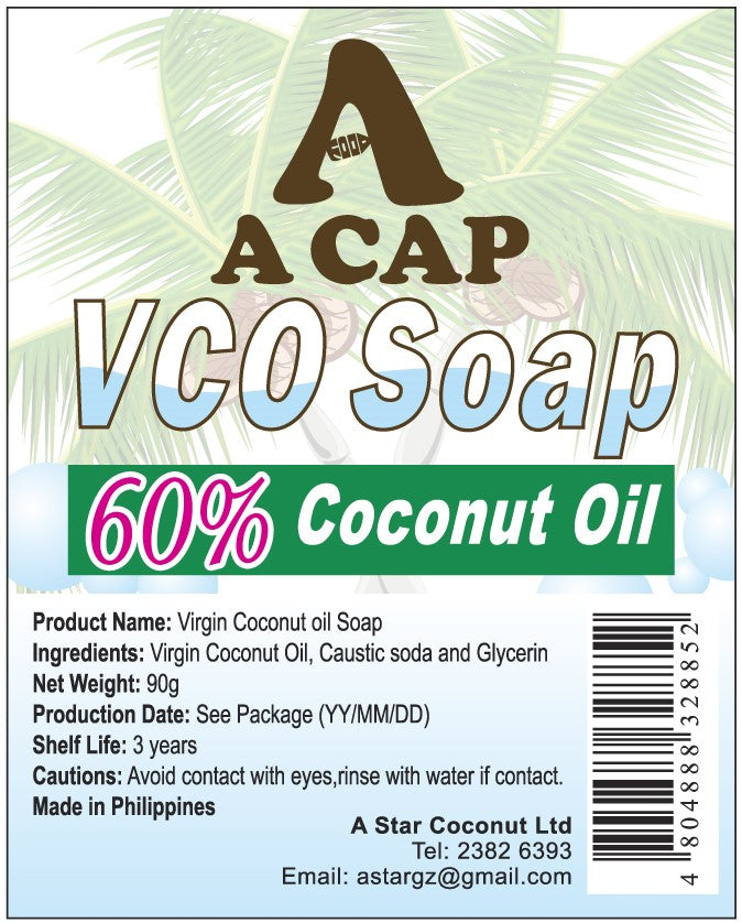 A CAP 60% Virgin Coconut Oil VCO Soap 90g